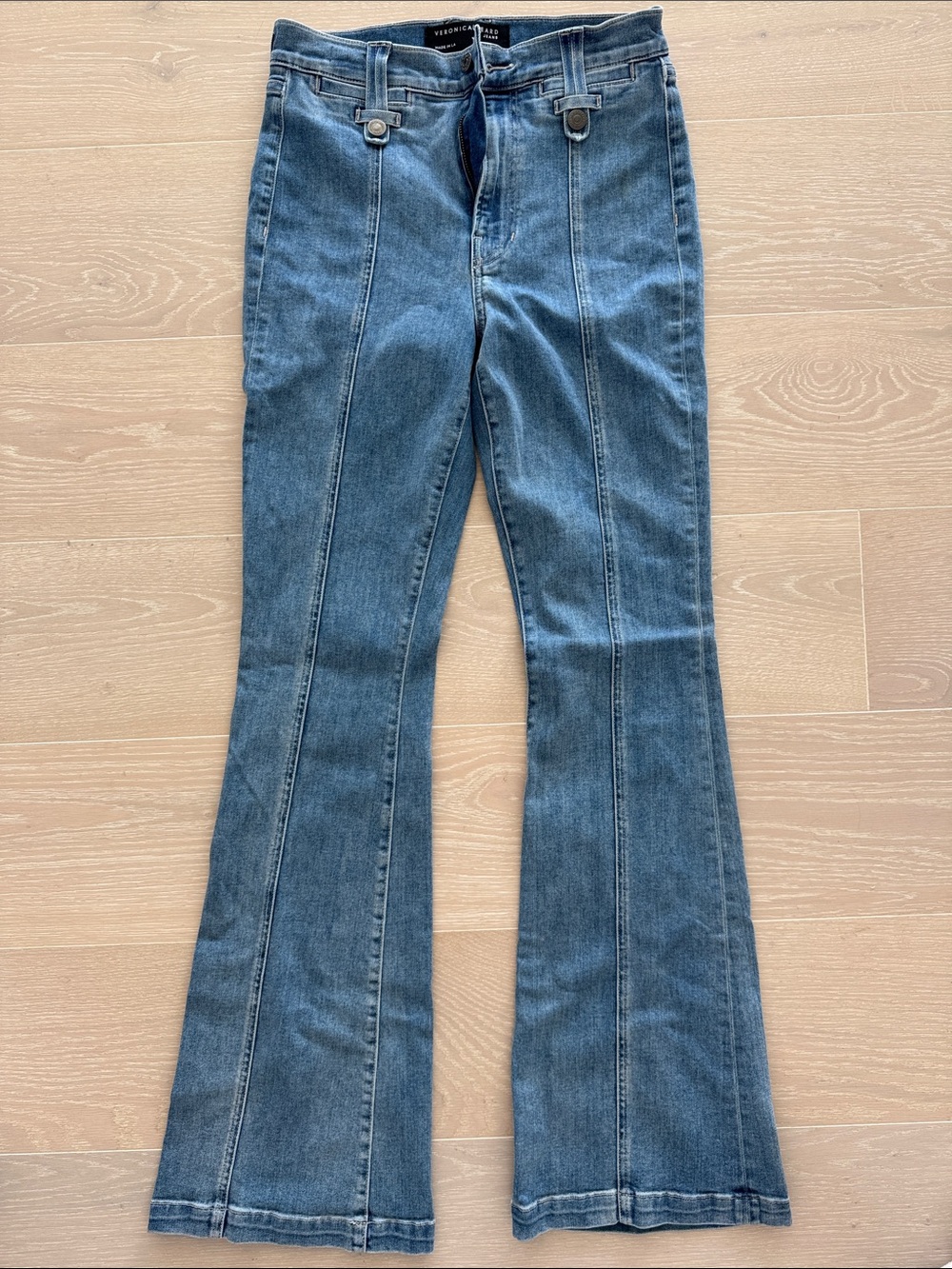 Veronica Beard Medium Blue Flare Jeans with Front Seam